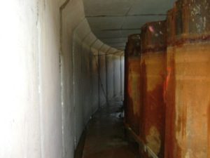 Concrete tunnel with curve